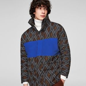 Zara Man Oversized Geometric Print Soft Jacket M/L